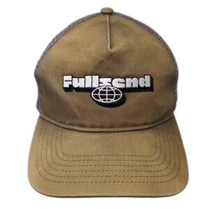 Full Send Trucker Hat Brown Gray OS Mesh Globe Logo Adjustable Embroidered